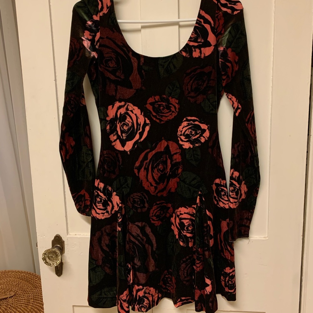 Betsey Johnson - Floral Ice Skater Velvet Dress